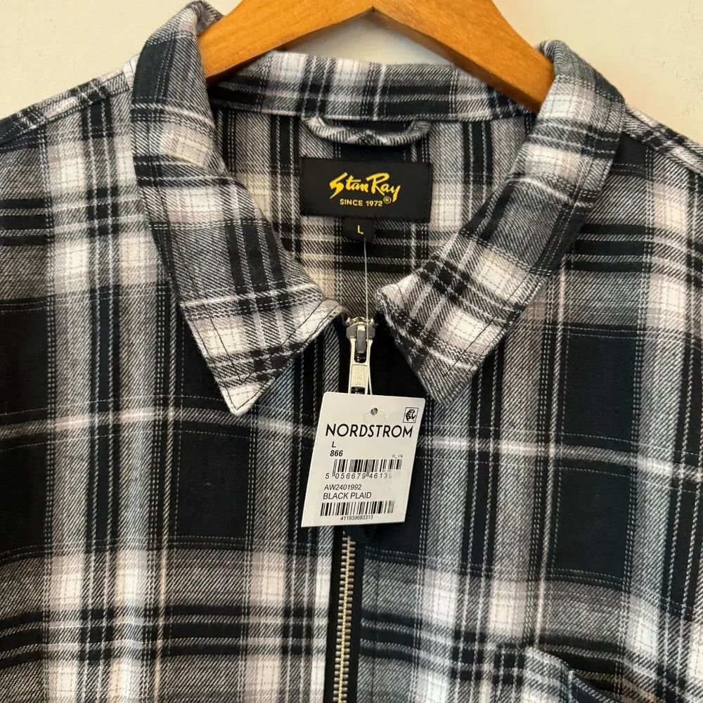NWT Stan Ray Men's Black White Zip Shirt Size Large - Picture 3 of 9